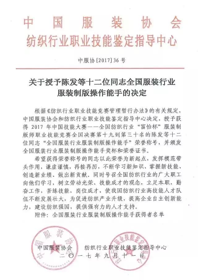 全国纺织行业“星空杯”服装制版师职业技能竞赛获奖名单揭晓!