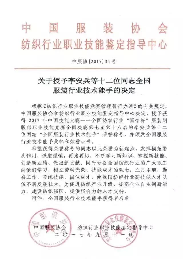 全国纺织行业“星空杯”服装制版师职业技能竞赛获奖名单揭晓!