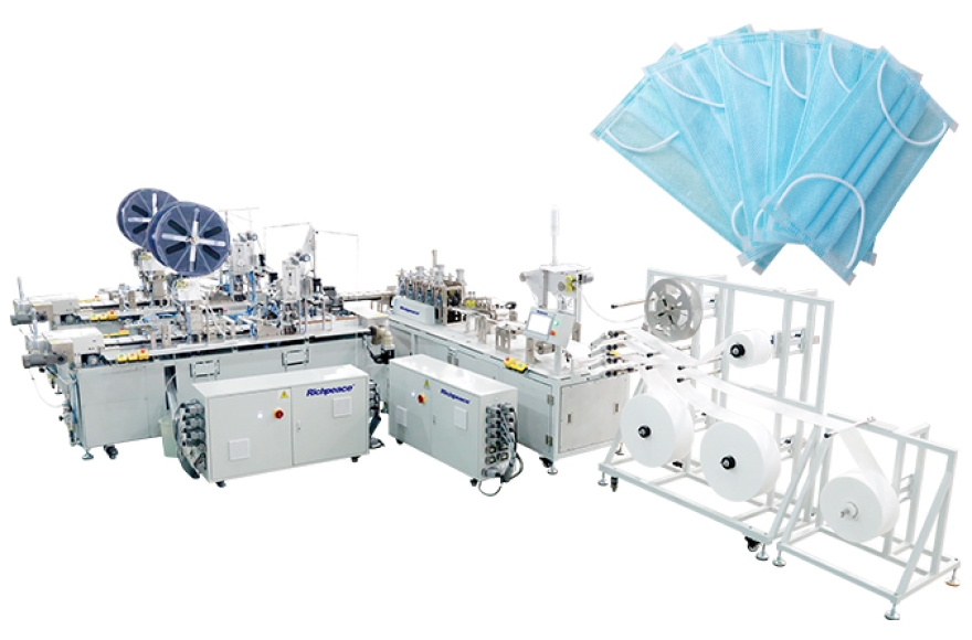 星空平面口罩一拖二(内耳侧面包覆) 全自动化生产线